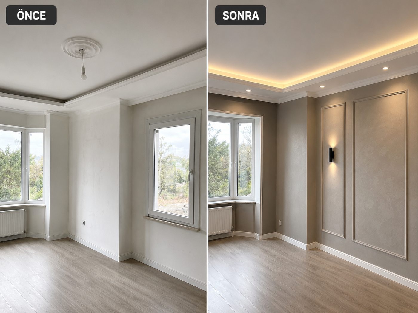 Fevzi Çakmak iç cephe boya öncesi ve sonrası